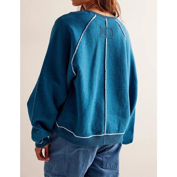 New Free People We The Free Midnight Pullover Size X-large Blue Knit - Picture 2 of 7